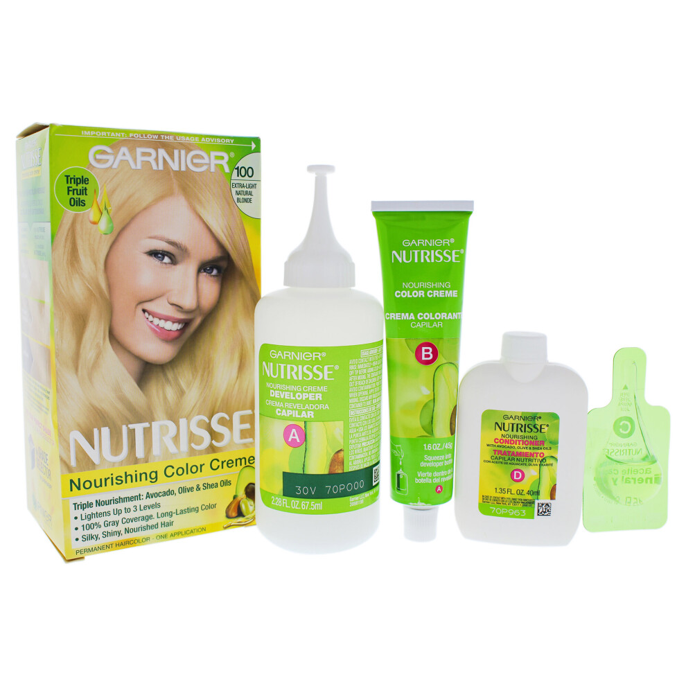 Photos - Hair Dye Garnier Nutrisse Nourishing Color Creme - #100 Extra Light Natural Blonde - 1 Application Hair Color Yellow 