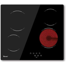 Ceramic Hob 60cm Electric Cooktop Burner, Built in Black Glass Cooker with 4 Cooking Zones GCE460TC [Energy Class A+]