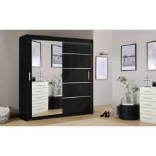 (Black, 120cm) Lyon Modern Bedroom Sliding Door Wardrobe