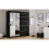 (Black, 203cm) Lyon Modern Bedroom Sliding Door Wardrobe 1