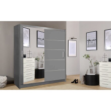 (Grey, 120cm) Lyon Modern Bedroom Sliding Door Wardrobe