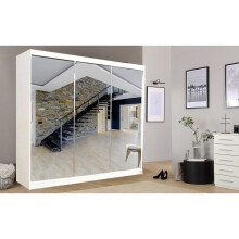 (White) Milan Full Mirror Bedroom Sliding Wardrobe 250cm
