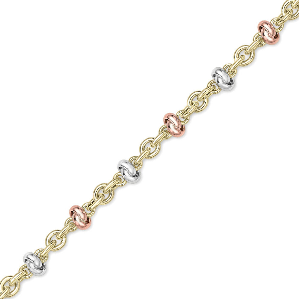 (7) Jewelco London 9ct Tri-Colour Gold Knot Motif Necklace Bracelet