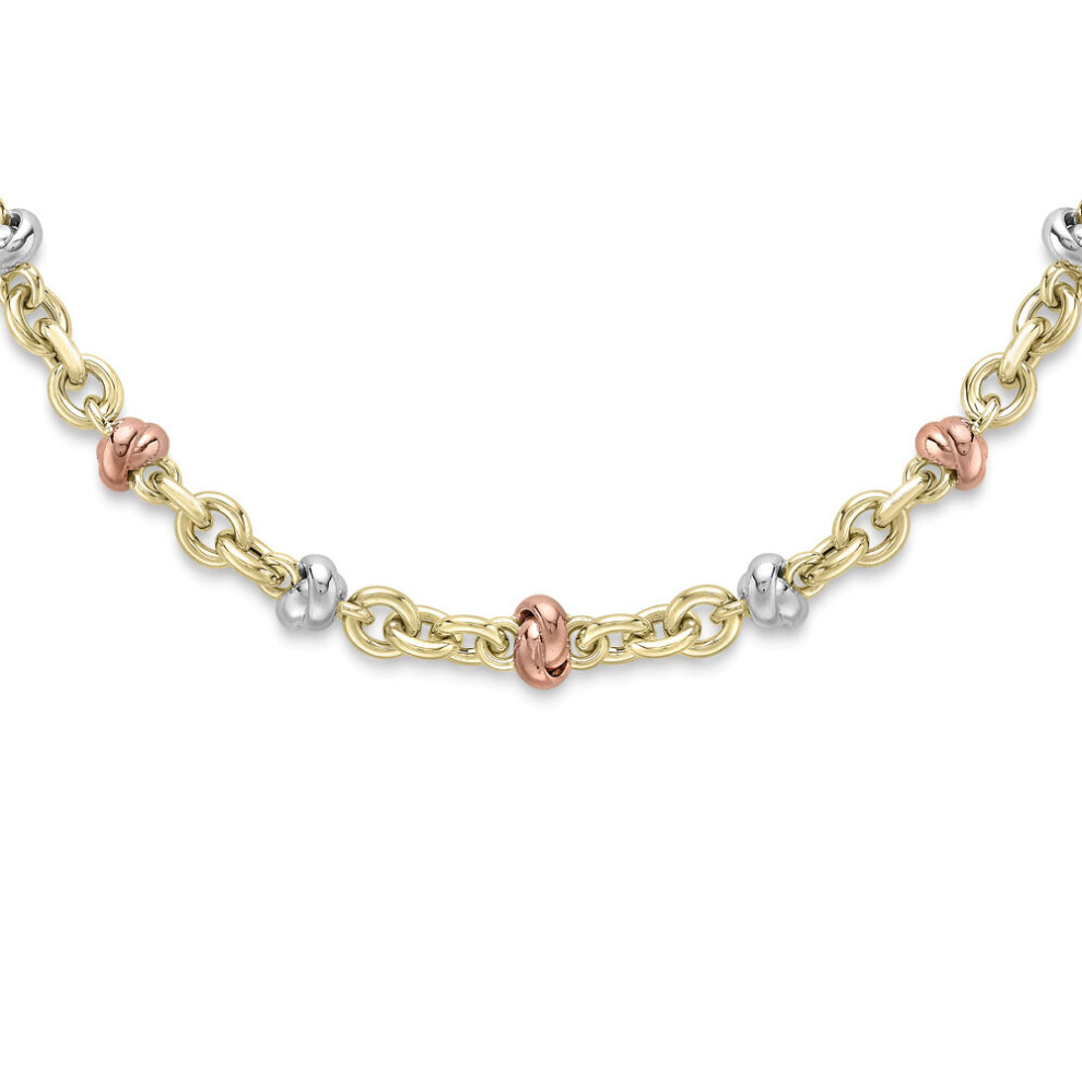 (17) Jewelco London 9ct Tri-Colour Gold Knot Motif Necklace Bracelet