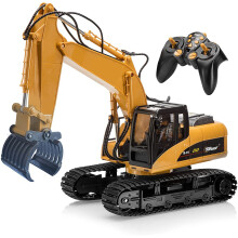 Top Race Remote Control Construction Grapple Fork - 15 Channel RC Digger Tractor Toy - Metal Excavators Trucks Kids Adults Boys Girls Aged 3+