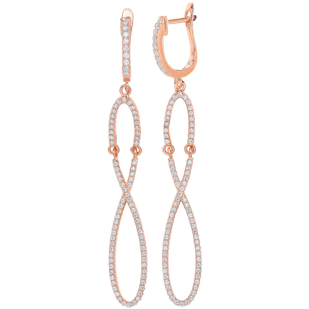 Jewelco London Rose Gold-Plated Sterling Silver Cubic Zirconia Infinity Stud Earrings - GVE531