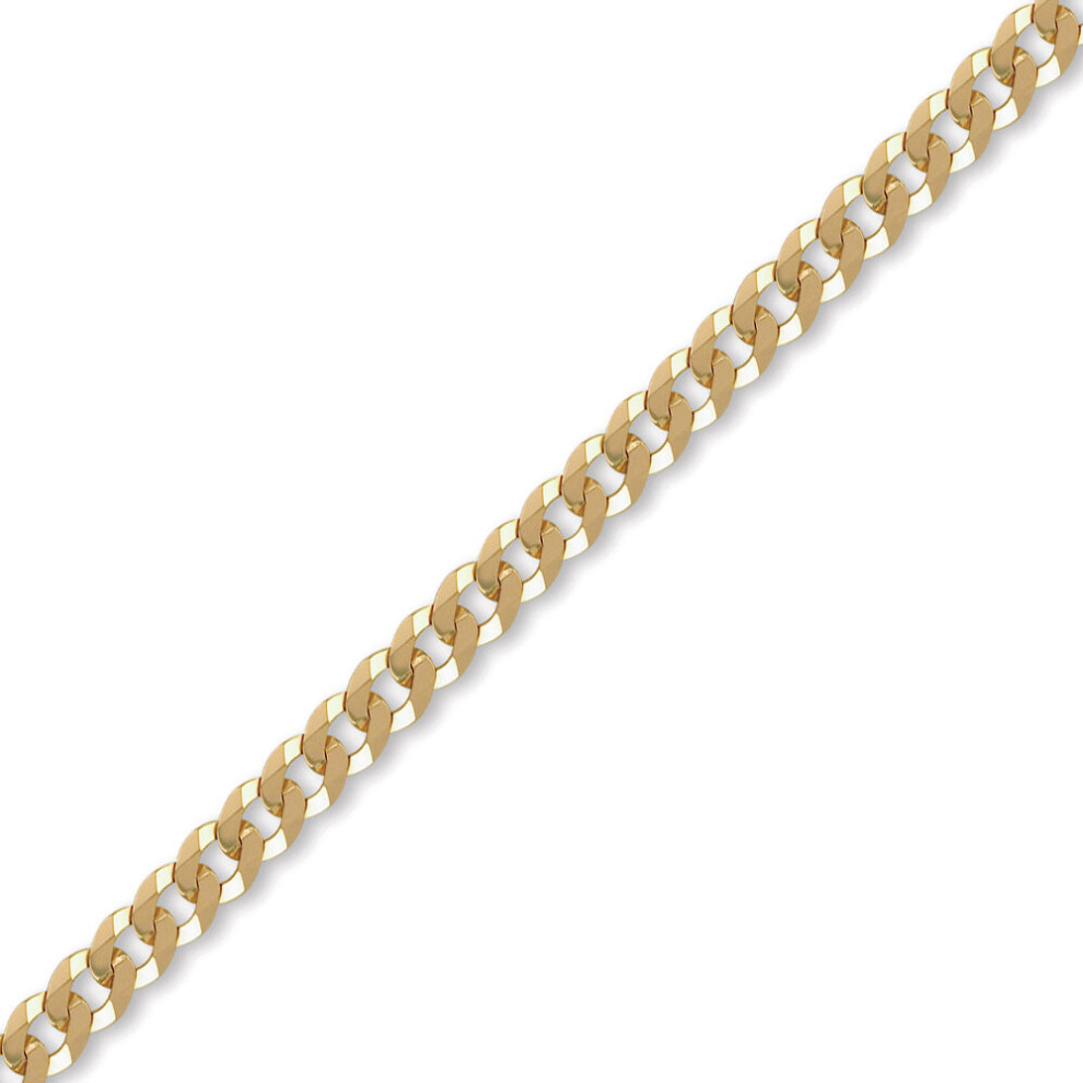 (8.5) Jewelco London Unisex Solid 9ct Yellow Gold Flat Curb 6.2mm Gauge Chain Necklace