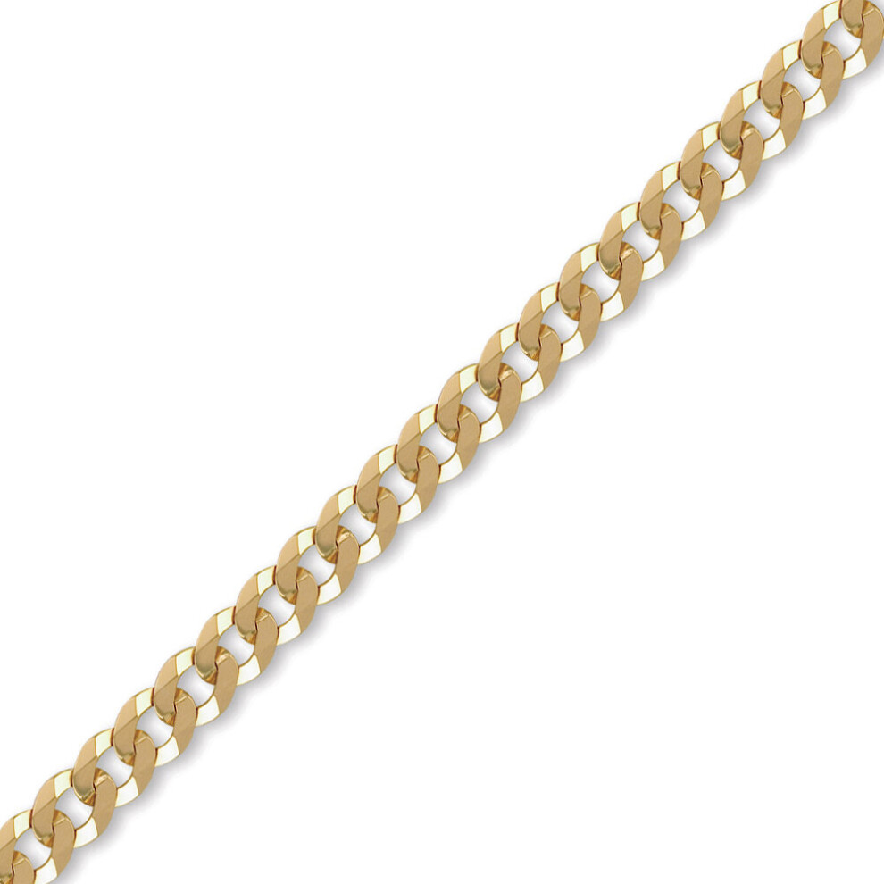 (7.5) Jewelco London Unisex Solid 9ct Yellow Gold Flat Curb 7mm Gauge Chain Necklace
