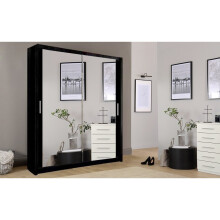(120cm) Milan Full Mirror Bedroom Sliding Wardrobe Black