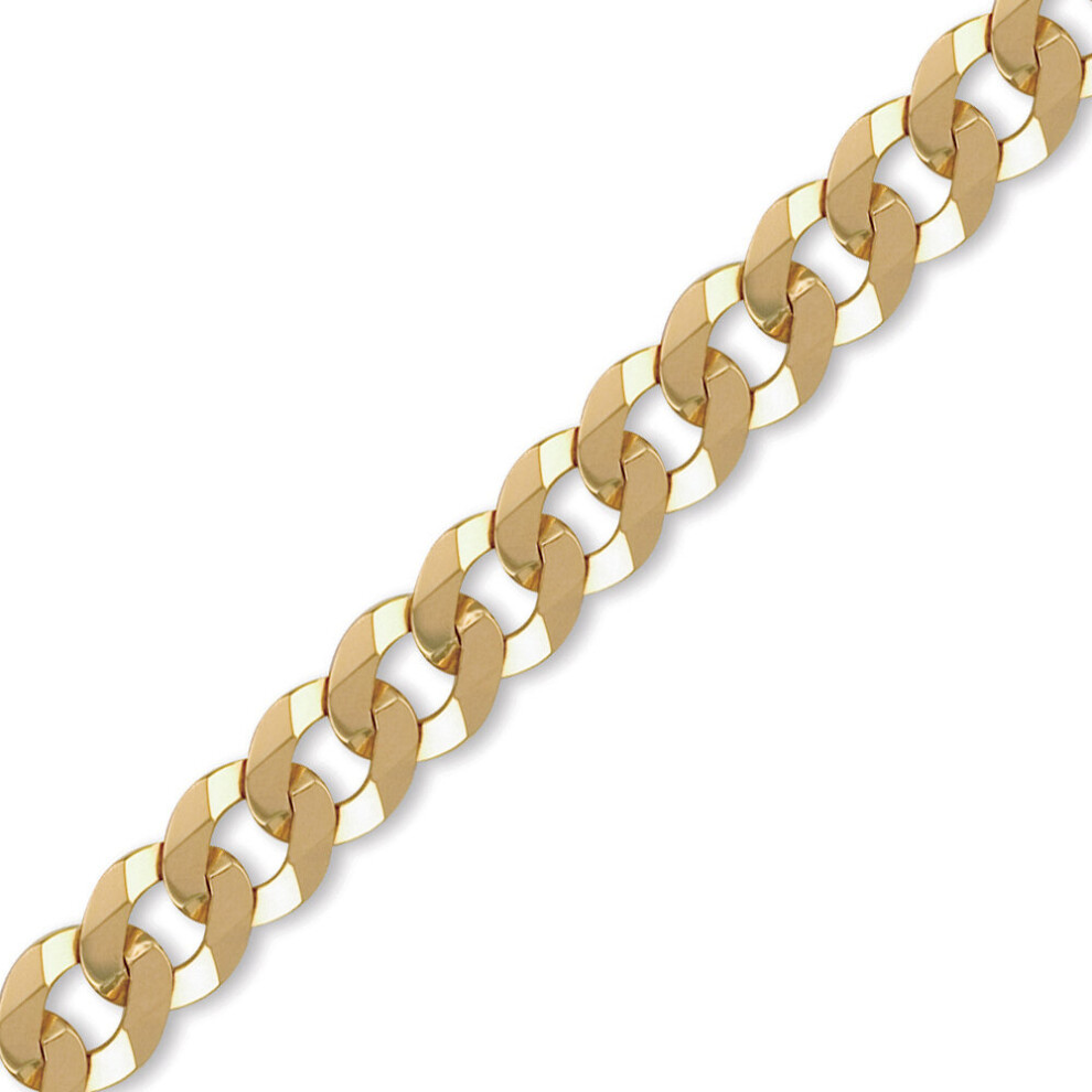 (8.5) Jewelco London Men's Solid 9ct Yellow Gold Flat Curb 13.2mm Gauge Chain Necklace