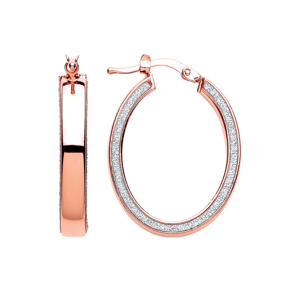 Jewelco London Ladies Rose Gold-Plated Sterling Silver Moondust Hoop Earrings 19x25mm - GVE604ROSE