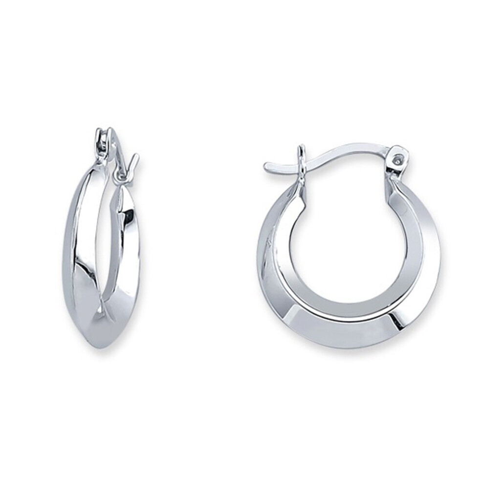 Jewelco London Ladies Sterling Silver Polished Creole Hoop Earrings 15mm - ER78