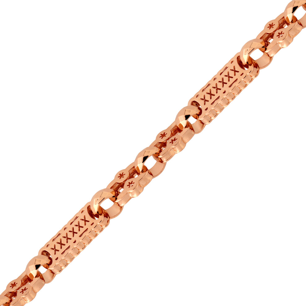 (20) Jewelco London Rose Coloured Flash-plated Solid Brass Stars & Bars 10mm Chain Necklace Bracelet