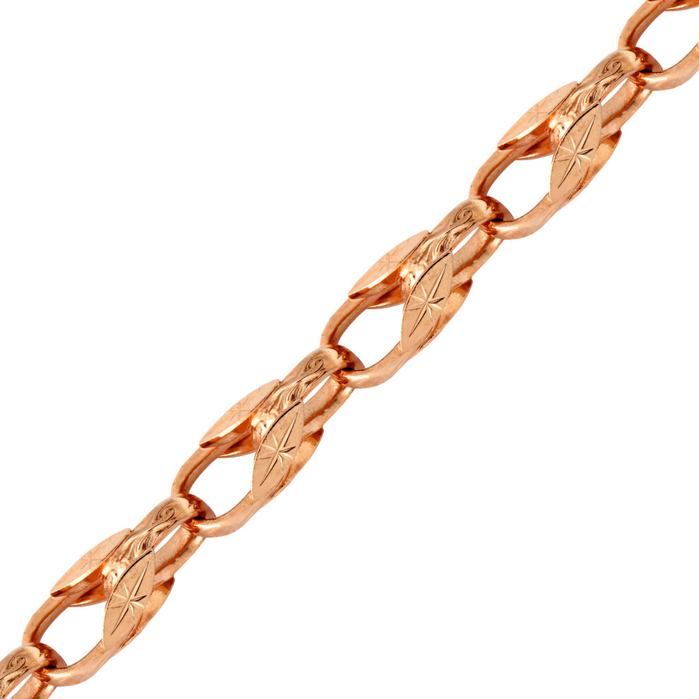 Rose Coloured Flash-plated Solid Brass  Tulip 10mm Bracelet 8 inch - BBB362