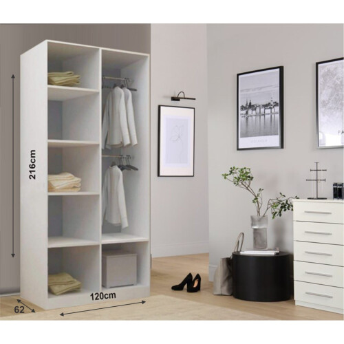 (120cm) Milan Full Mirror Bedroom Sliding Wardrobe White 1