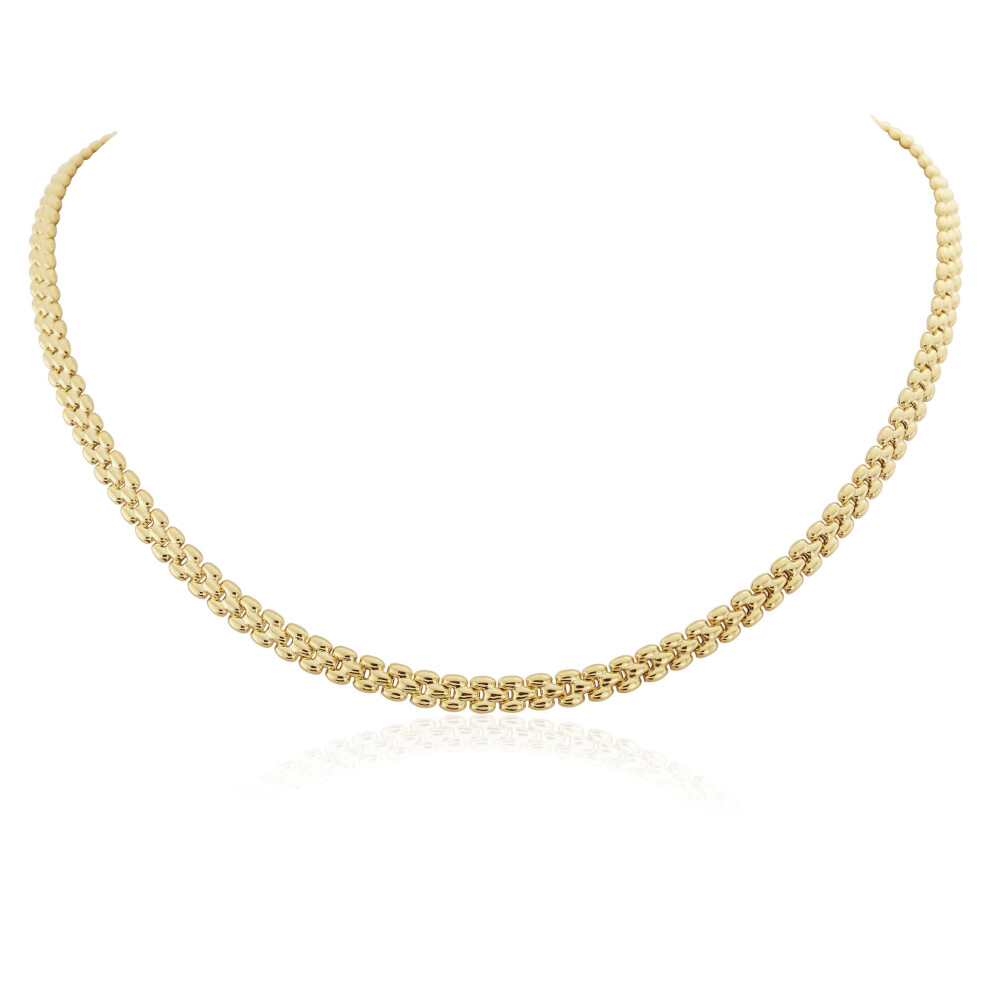 (17) Jewelco London Ladies 9ct Yellow Gold Gate Style Brick Link Necklace Bracelet 4mm 7.25