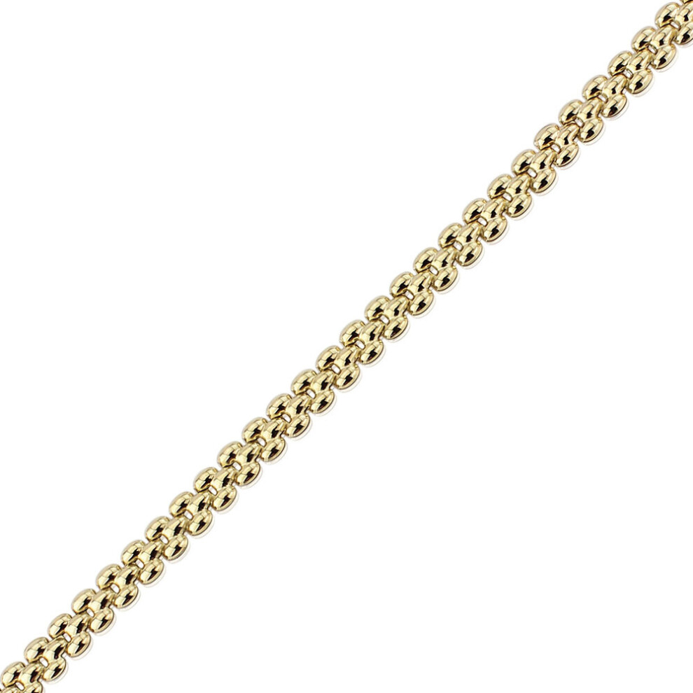 (7.25) Jewelco London Ladies 9ct Yellow Gold Gate Style Brick Link Necklace Bracelet 4mm 7.25
