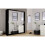 (Black) Milan Full Mirror Bedroom Sliding Wardrobe 120cm 1