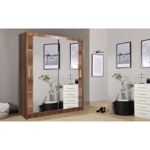 (Oak) Milan Full Mirror Bedroom Sliding Wardrobe 150cm