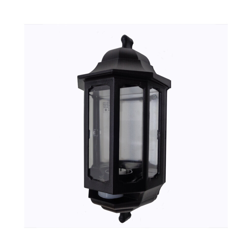 ASD HL/BK060P Half Lantern with PIR Movement Sensor 60 Watt BC (Black)