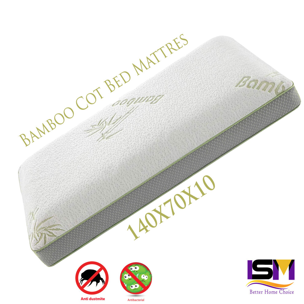 BABY COTBED TODDLER BAMBOO FOAM MATTRESS BREATHABLE 140 X 70 X 10CM