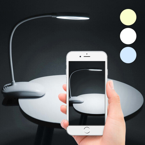 (Three colors adjustable) LED USB Clip On Desk Lamp Dimmable Memory Bed Read Table Study Light 2