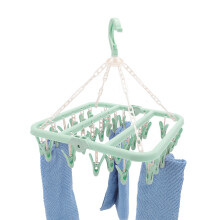 (Green) 32 Peg Airer Clothes Horse Underwear Sock Hanger