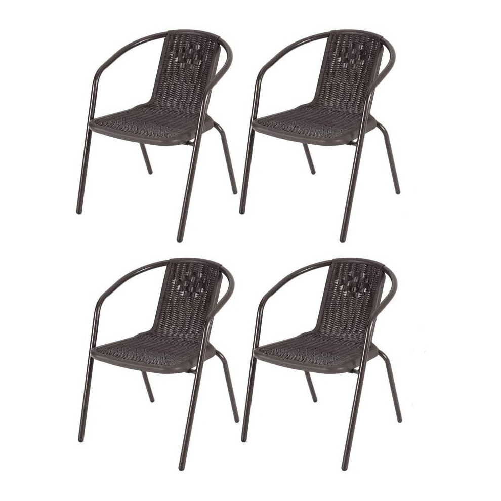 Living And Home (4 X Brown Rattan Chair Only) Garden Outdoor Patio Chairs Table With Parasol Hole