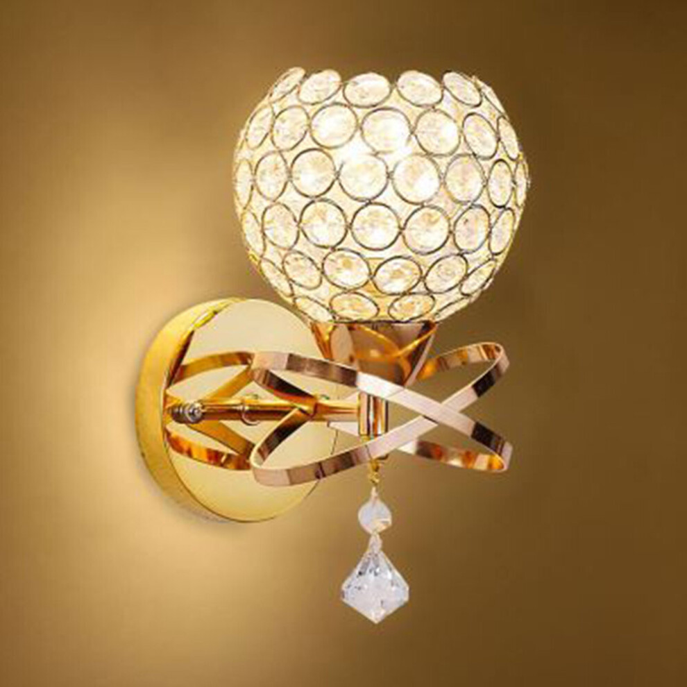 (Gold ) Modern Chrome Crystal LED Wall Light bed Sconce With rope Switch
