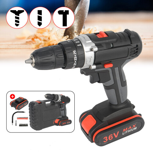 36V 2Speed Cordless Combi impact Electric Drill Screwdriver New 1