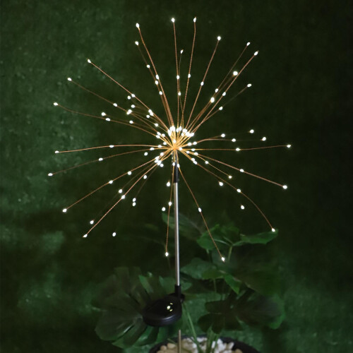 (Warm White) 120 LED Solar Powered Firework Starburst Stake Light Warm White