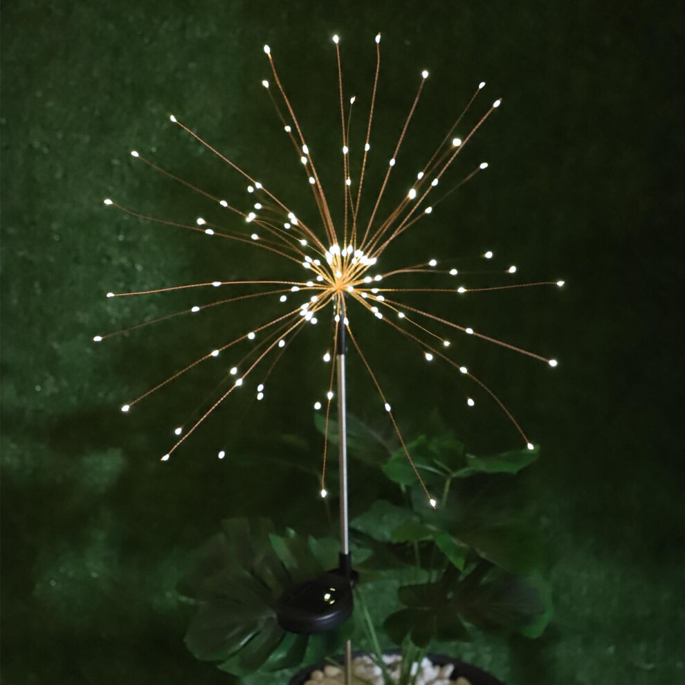 (Warm ) 120 Led Solar Powered Firework Starburst Stake Warm White/Light