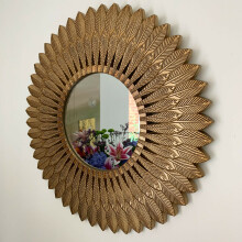 Large Gold Feathered Vintage 50X50 Wall Mirror Trend