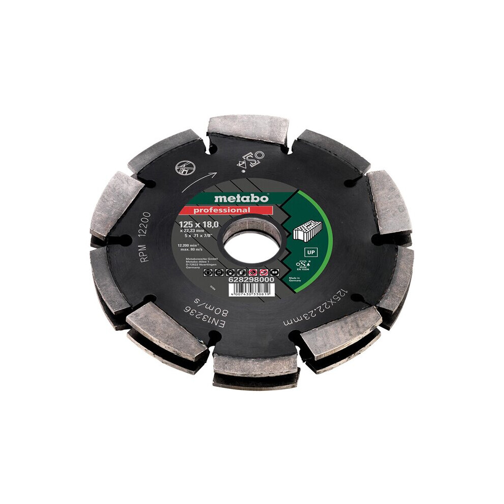 Metabo 2 Row Professional UP Universal Wall Chaser Blade 125 X 18 X 22.23mm