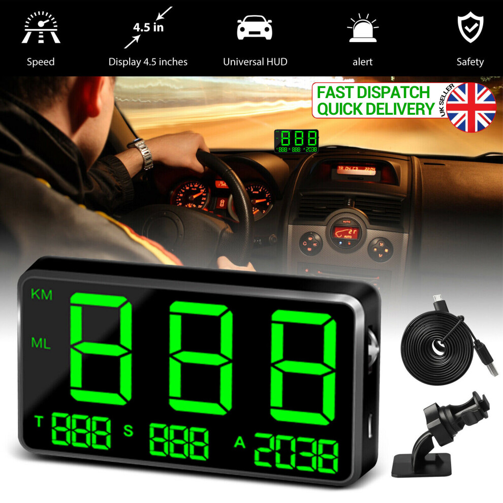 Digital Car Gps Speedometer Headup Display Overspeed Mph/Km/H Warning 795802780556