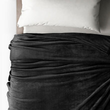 (Black, Double (150 x 200)CM) Fleece Blanket Large Sofa Throw Warm Faux Fur Mink