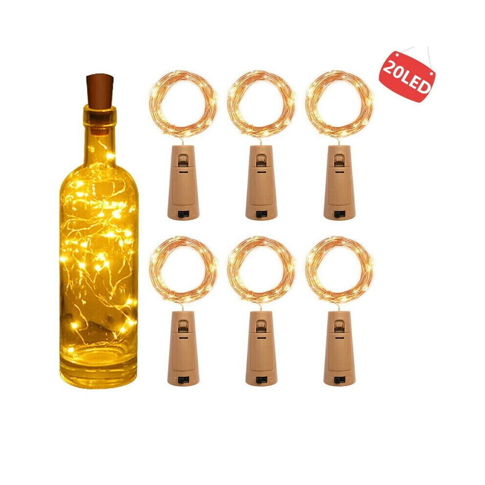 (Yellow) 6X 2M Wine Bottle Cork LED String Fairy Light Party