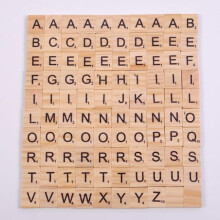 (Capital letter) 100Pcs Wood Scrabble Tiles Letter Alphabet Scrabbles Number Craft Wooden English Words Digital Puzzle
