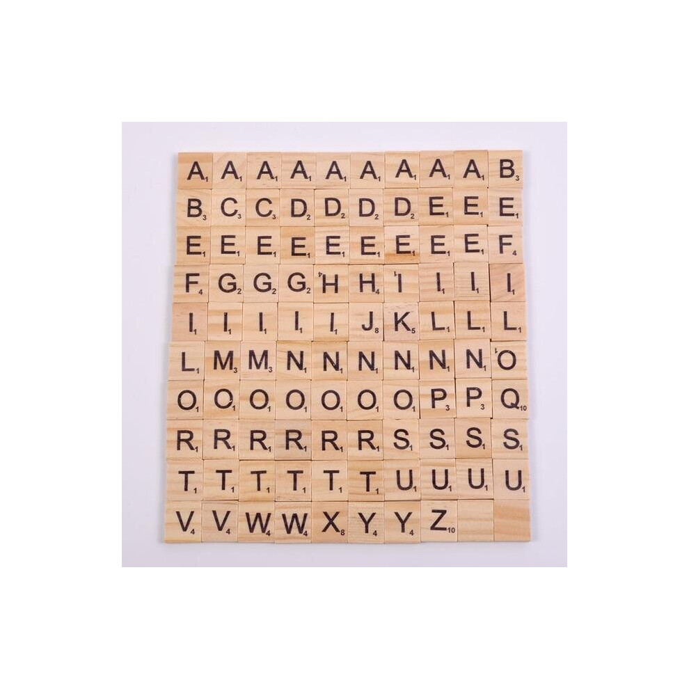 Boomsave (Capital Letter) 100Pcs Wood Scrabble Tiles Letter Alphabet Scrabbles Number Craft Wooden English Words Digital Puzzle