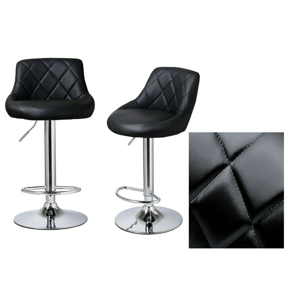 (Black) MOF Bar Stools Set of 2 Adjustable Swivel Gas Lift Chrome Footrest style 108