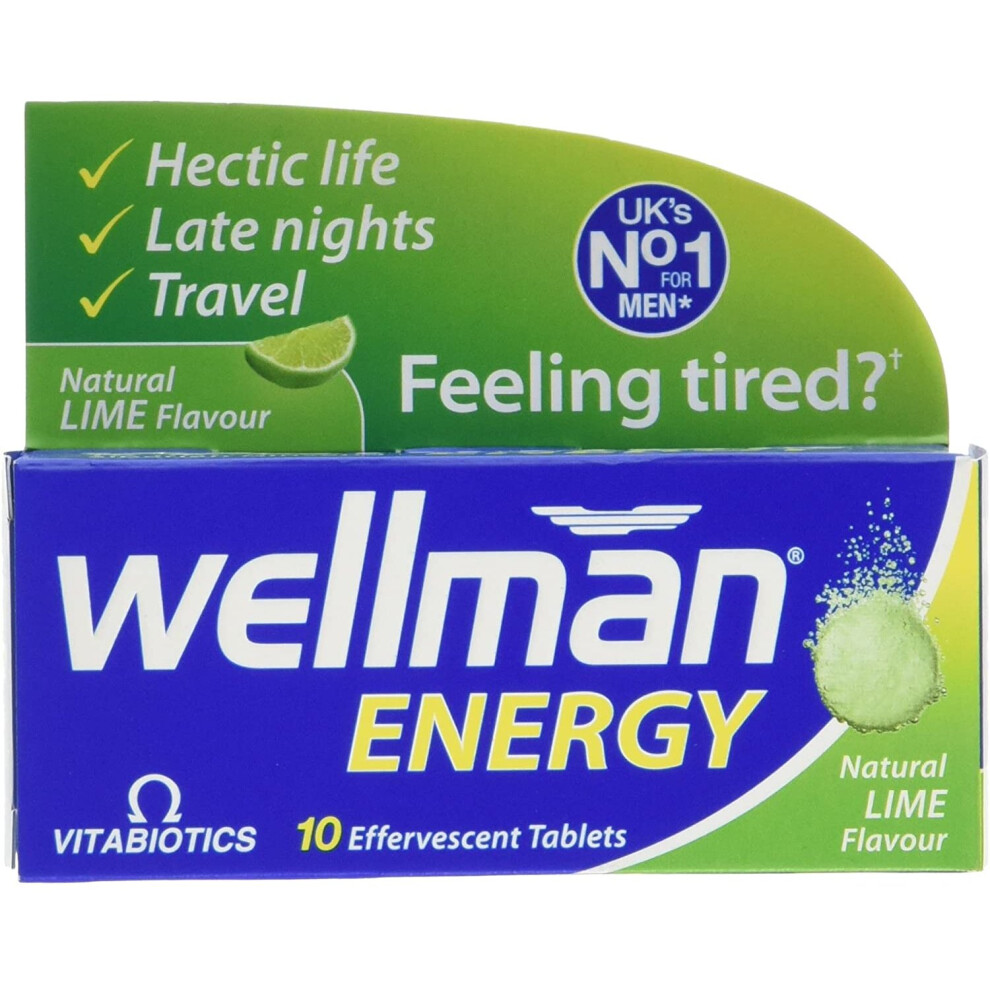 Vitabiotics Wellman Energy Natural Lime Flavour - 10 Effervescent Tablets
