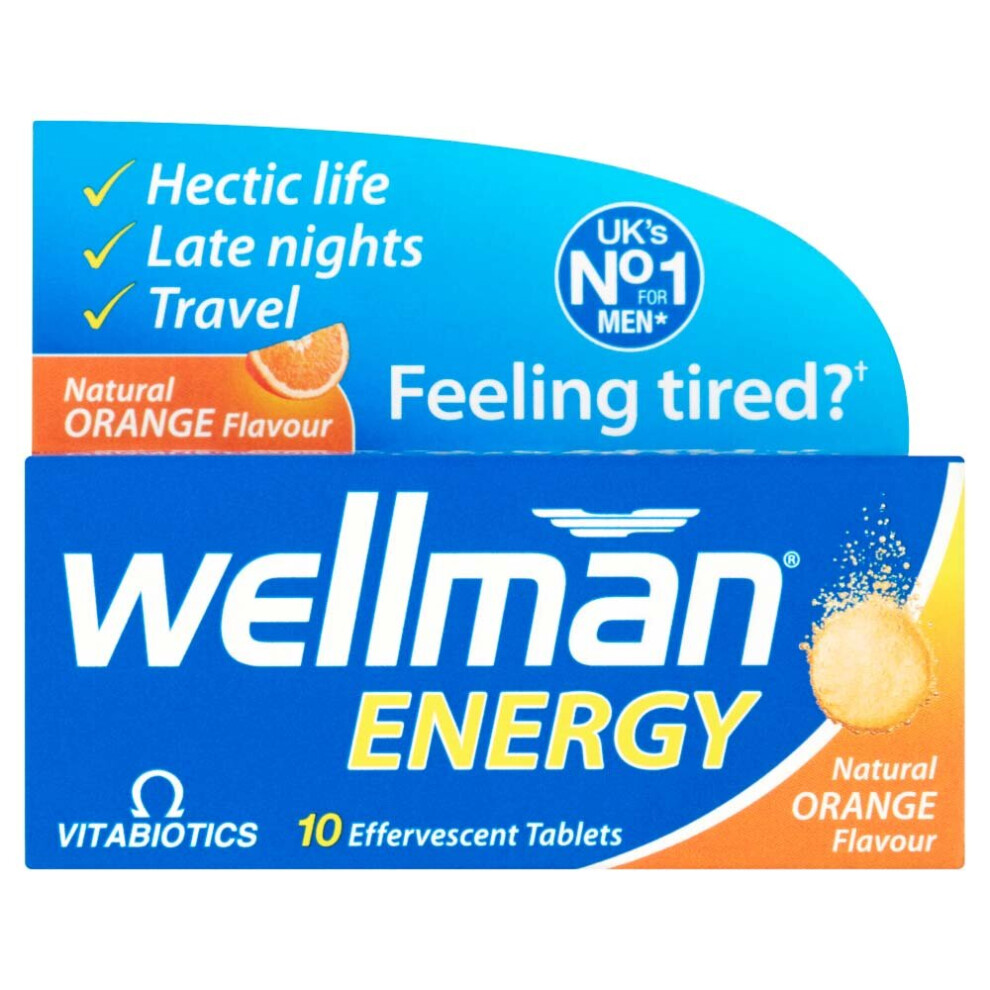 Vitabiotics Orange Wellman Energy Natural Flavour - 10 Effervescent Tablets