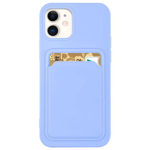 Silicone Card Holder Protection Case Compatible With iPhone 12 Pro Max in Lavender