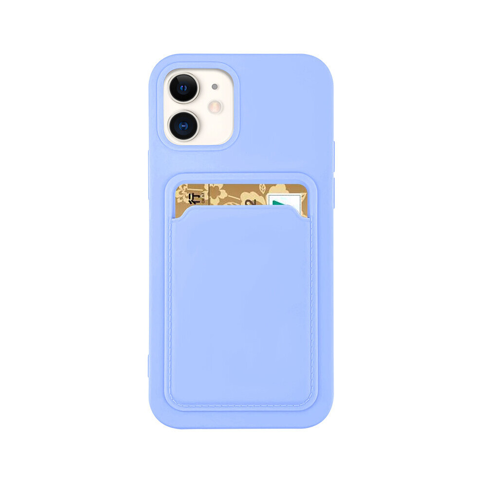Fonefunshop Silicone Card Holder Protection Case Compatible With Iphone 12 Pro Max In Lavender Purple