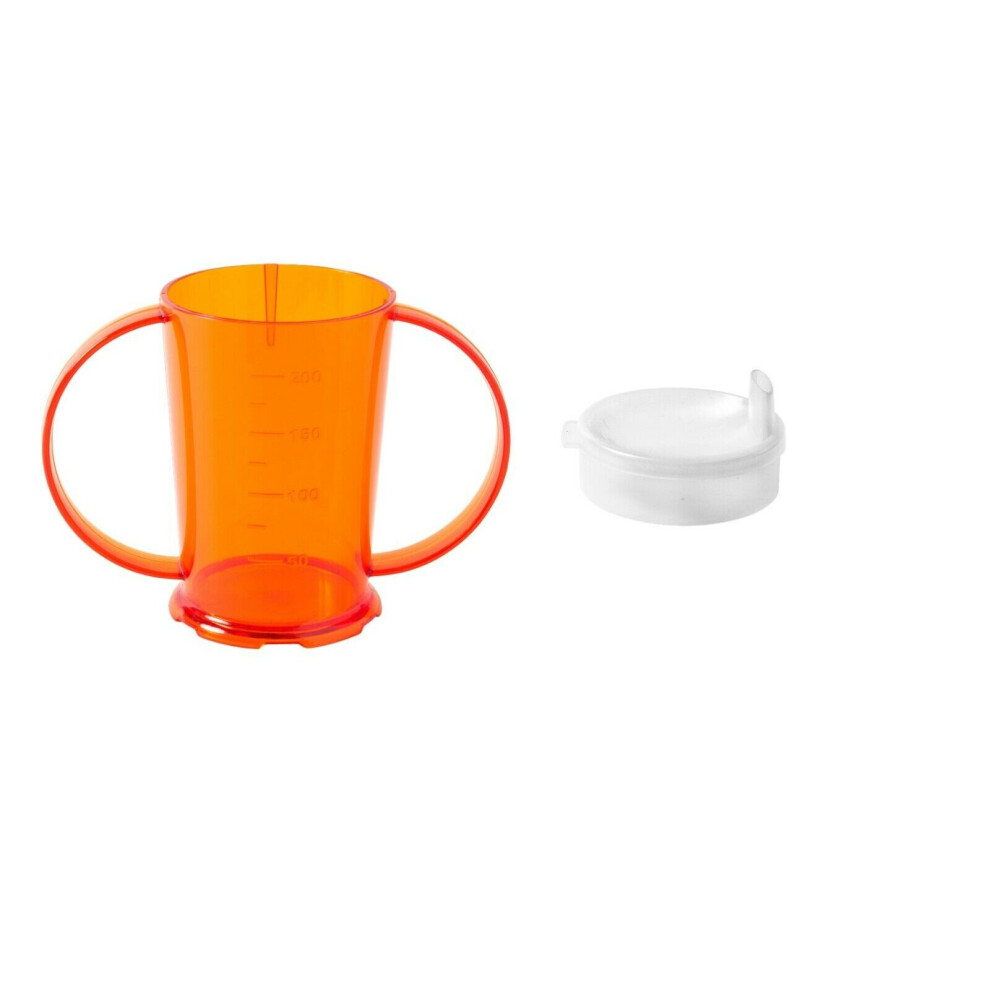 (, Wide Spouted Lid) Two Handled Graduated Beaker With Lid - 200Ml Orange Nuhorizons Healthcare Products®