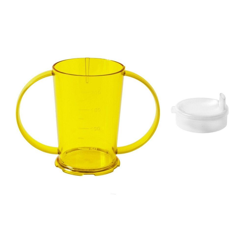 (, Wide Spouted Lid) Two Handled Graduated Beaker With Lid - 200Ml Yellow Nuhorizons Healthcare Products®