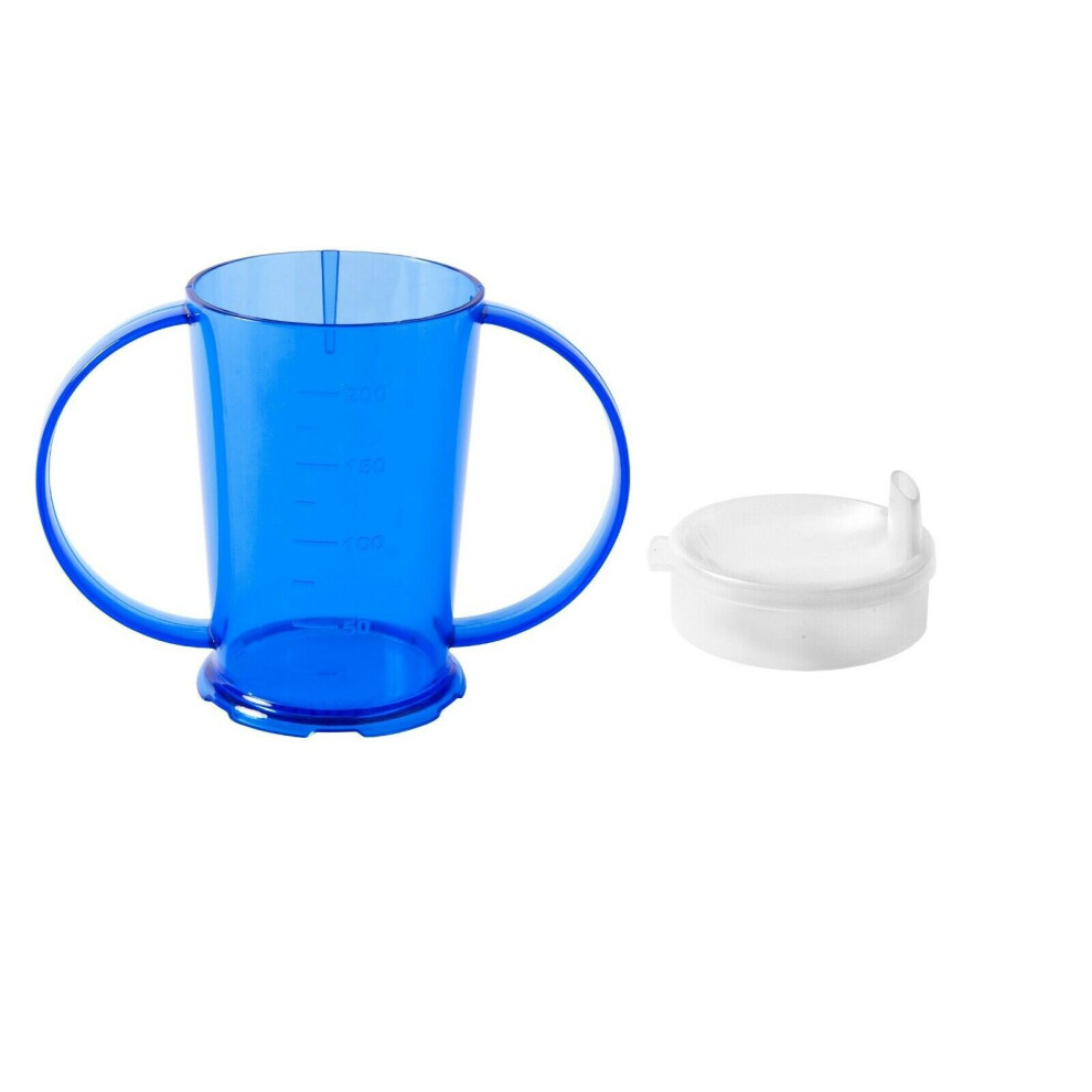 (, Wide Spouted Lid) Two Handled Graduated Beaker With Lid - 200Ml Blue Nuhorizons Healthcare Products®