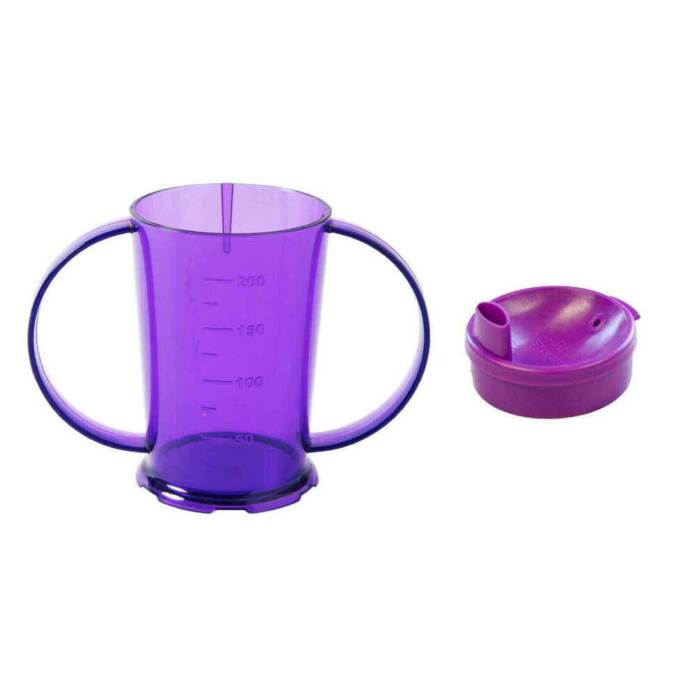 Nuhorizons Healthcare Productsâ® Purple (, Narrow Spouted Lid) Two Handled Graduated Beakers With Lids - 2 Pack
