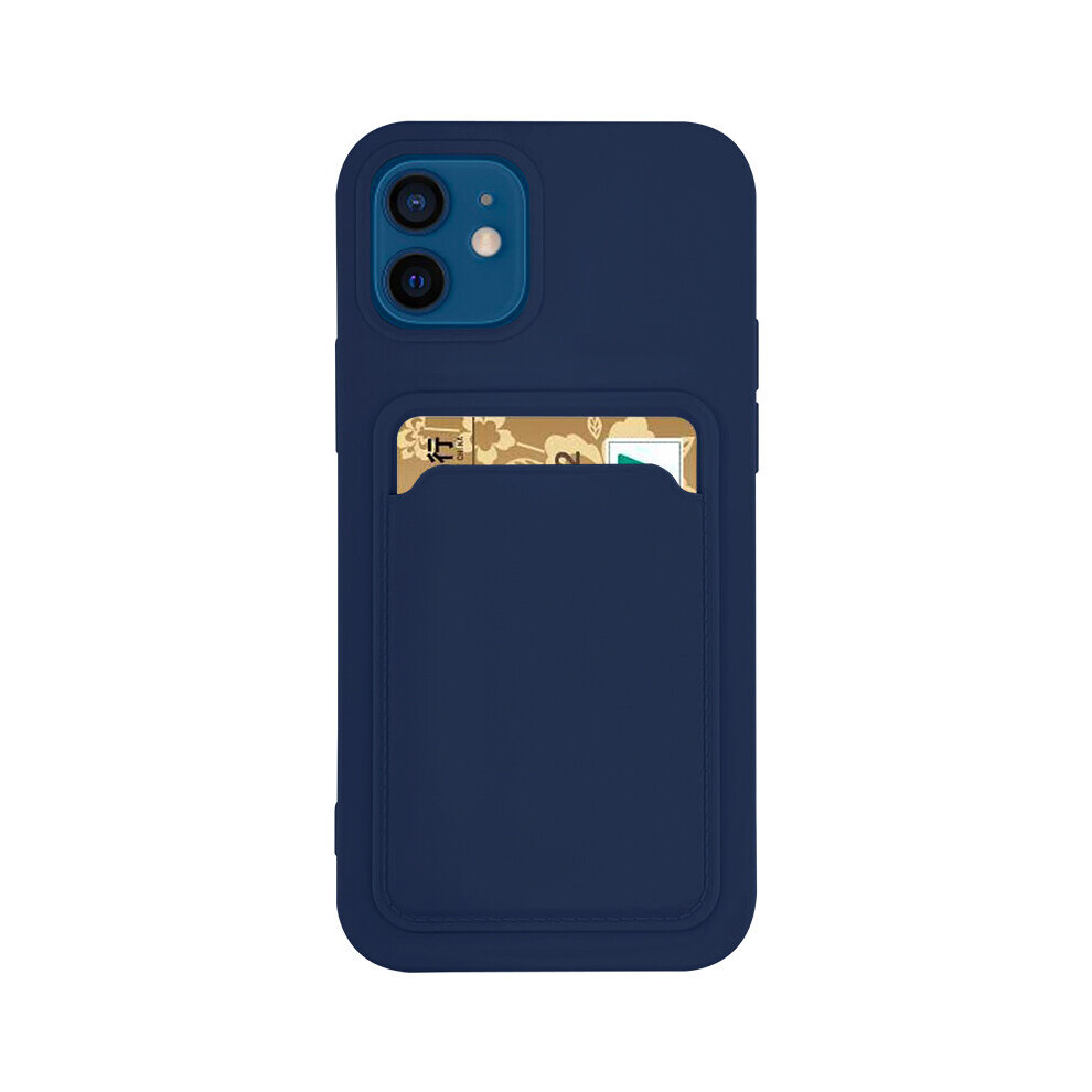Silicone Card Holder Protection Case Compatible With Iphone 11 Pro Max In Navy Blue 7437135266279