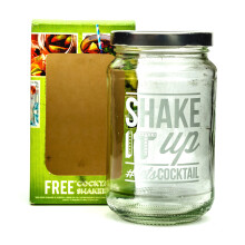 Shake It Up Jam Jar Cocktail Glass Shaker Pink Recipe Card Party Home